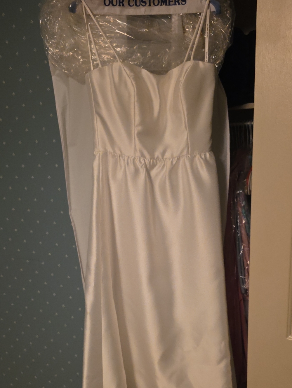 ALFRED SUNG White Strapless Satin Slip Dress